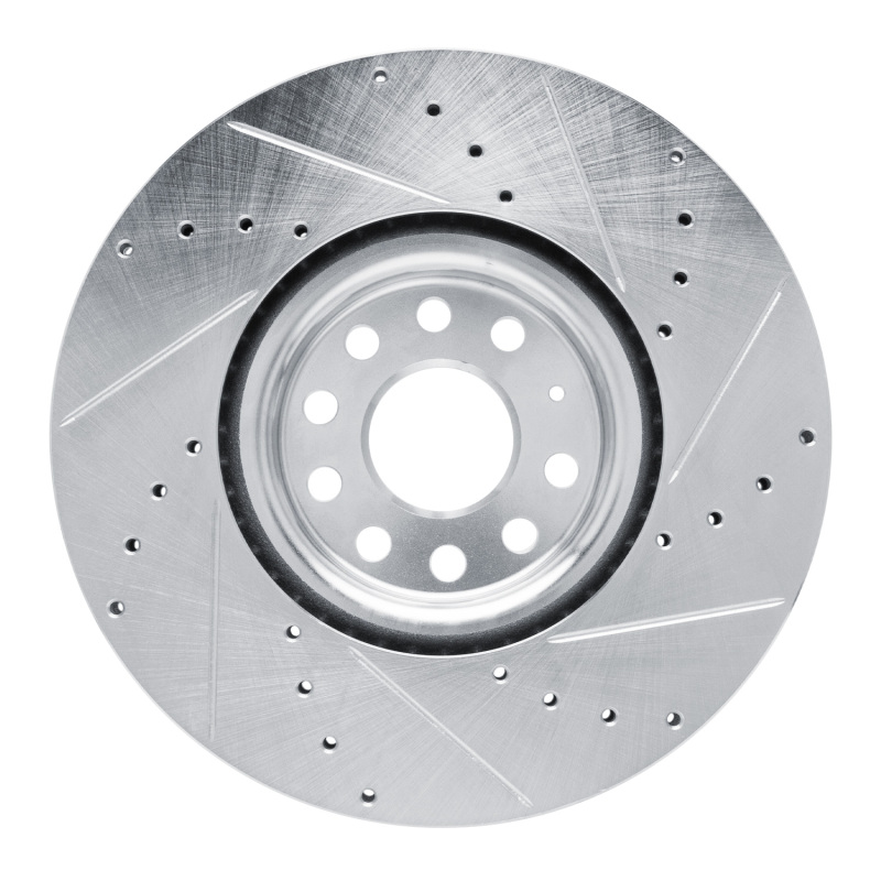 Volkswagen Terramont Brake Rotor (1) - Front Left - R1 Concepts - Drilled & Slotted - Silver - `18-`25